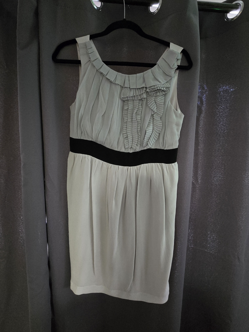 MM Couture Light Gray Mini Dress with Black Waistband